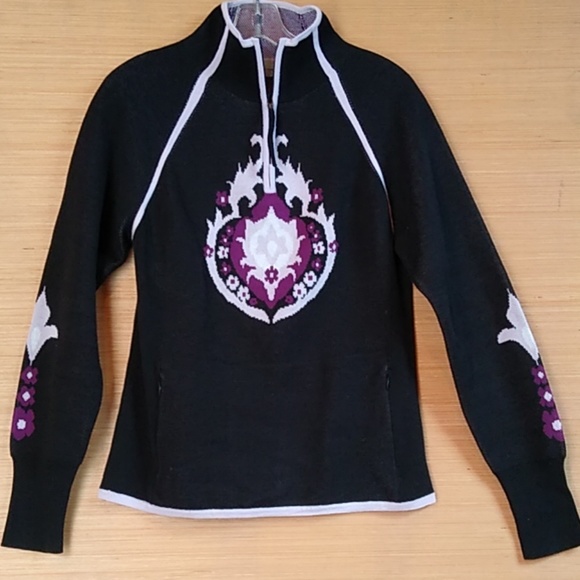 Athleta Sweaters - Athleta 1/4 zip sweater, black w purple & lavender